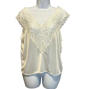 VTG‎ Y2K Collections ETC M Lace Slip Top Satiny Cottagecore Romantic Coquette